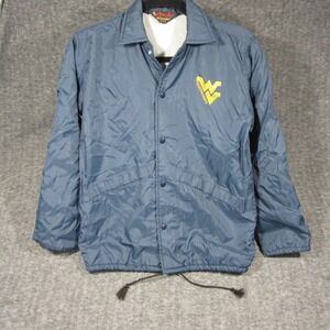 Vtg West Virginia Mountaineers Jacket Womens L Windbreaker Zip WVU Dunbrooke USA